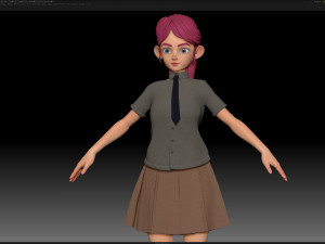 zbrush stylized character girl base mesh - amy girl style 25 Modèle 3D
