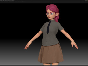 zbrush stylized character girl base mesh - amy girl style 25 Modèle 3D