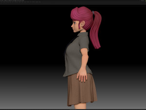 zbrush stylized character girl base mesh - amy girl style 25 Modèle 3D