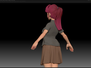 zbrush stylized character girl base mesh - amy girl style 25 Modèle 3D