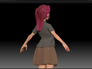 zbrush stylized character girl base mesh - amy girl style 25 Modèle 3D