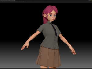 zbrush stylized character girl base mesh - amy girl style 25 Modèle 3D
