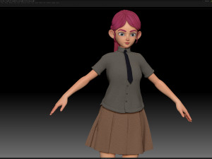 zbrush stylized character girl base mesh - amy girl style 25 Modèle 3D