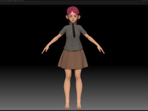 zbrush stylized character girl base mesh - amy girl style 25 Modèle 3D