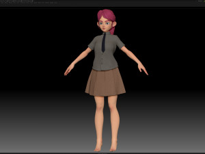 zbrush stylized character girl base mesh - amy girl style 25 Modèle 3D