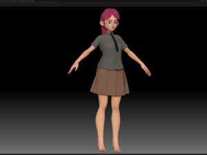 zbrush stylized character girl base mesh - amy girl style 25 Modèle 3D
