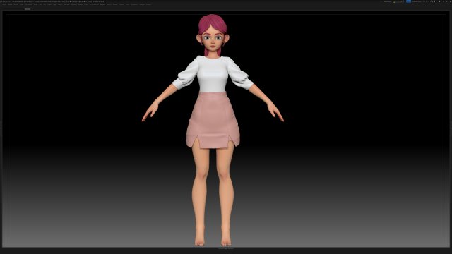 zbrush stylized character girl base mesh - amy girl style 26 3D Model .c4d .max .obj .3ds .fbx .stl .blend 