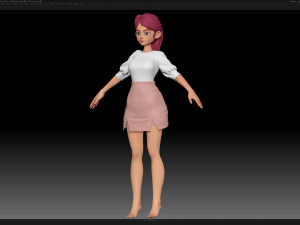 zbrush stylized character girl base mesh - amy girl style 26 3D Model