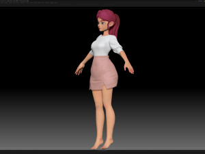 zbrush stylized character girl base mesh - amy girl style 26 3D Model