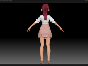 zbrush stylized character girl base mesh - amy girl style 26 3D Model