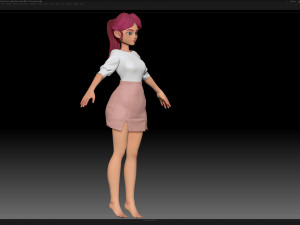 zbrush stylized character girl base mesh - amy girl style 26 3D Model