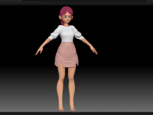 zbrush stylized character girl base mesh - amy girl style 26 3D Model