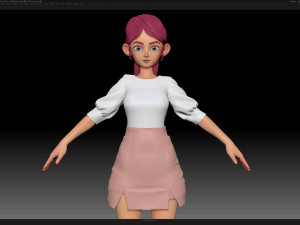 zbrush stylized character girl base mesh - amy girl style 26 3D Model