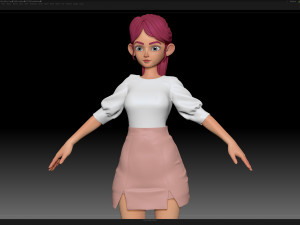 zbrush stylized character girl base mesh - amy girl style 26 3D Model