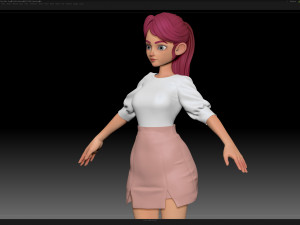 zbrush stylized character girl base mesh - amy girl style 26 3D Model