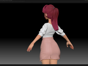 zbrush stylized character girl base mesh - amy girl style 26 3D Model