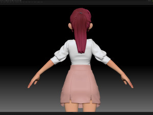 zbrush stylized character girl base mesh - amy girl style 26 3D Model