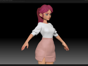 zbrush stylized character girl base mesh - amy girl style 26 3D Model