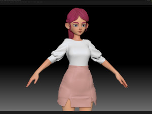 zbrush stylized character girl base mesh - amy girl style 26 3D Model