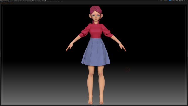 zbrush stylized character girl base mesh - amy girl style 27 3D 모델 .c4d .max .obj .3ds .fbx .stl .blend 