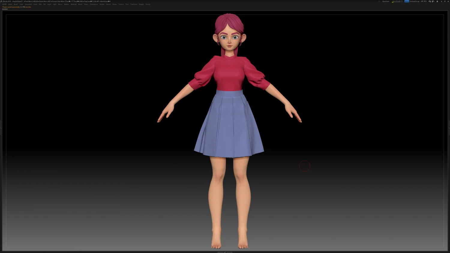 zbrush personagem estilizado malha base feminina - estilo amy girl 27 Modelo 3D .c4d .max .obj .3ds .fbx .stl .blend 
