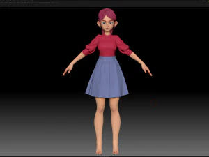 zbrush stylized character girl base mesh - amy girl style 27 3D Model