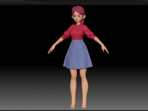 zbrush personagem estilizado malha base feminina - estilo amy girl 27 Modelo 3D