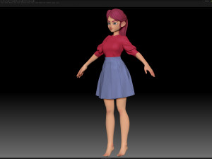 zbrush stylized character girl base mesh - amy girl style 27 3D 모델