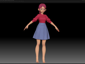 zbrush stylized character girl base mesh - amy girl style 27 3D 모델