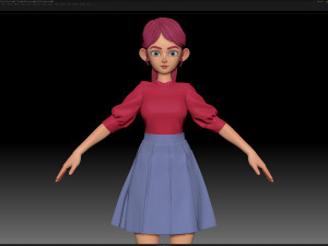 zbrush stylized character girl base mesh - amy girl style 27 3D 모델
