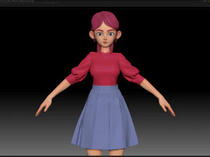 zbrush personagem estilizado malha base feminina - estilo amy girl 27 Modelo 3D