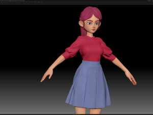 zbrush stylized character girl base mesh - amy girl style 27 3D 모델