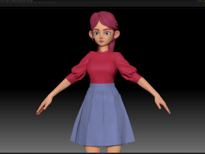 zbrush stylized character girl base mesh - amy girl style 27 3D 모델