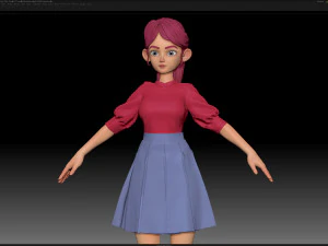 zbrush personagem estilizado malha base feminina - estilo amy girl 27 Modelo 3D