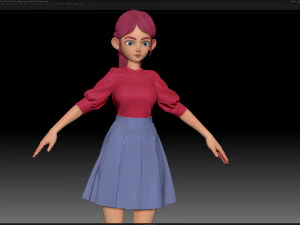 zbrush personagem estilizado malha base feminina - estilo amy girl 27 Modelo 3D