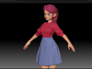zbrush stylized character girl base mesh - amy girl style 27 3D 모델