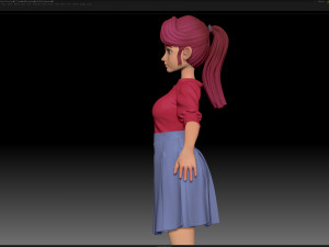 zbrush stylized character girl base mesh - amy girl style 27 3D 모델
