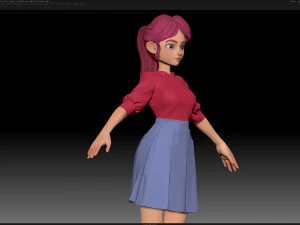 zbrush personagem estilizado malha base feminina - estilo amy girl 27 Modelo 3D