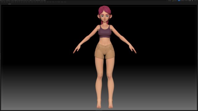 zbrush stylized character girl base mesh - amy girl style 28 3D Модель .c4d .max .obj .3ds .fbx .stl .blend