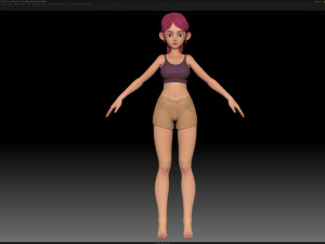 zbrush stylized character girl base mesh - amy girl style 28 3D Model