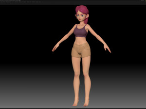 zbrush stylized character girl base mesh - amy girl style 28 3D Модель