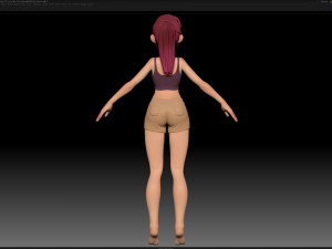 zbrush stylized character girl base mesh - amy girl style 28 3D Модель