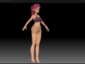 zbrush stylized character girl base mesh - amy girl style 28 3D Модель