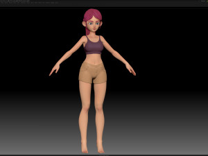 zbrush stylized character girl base mesh - amy girl style 28 3D Модель