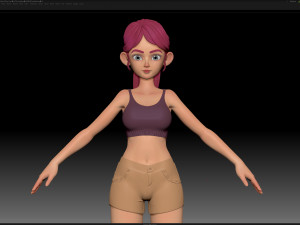 zbrush stylized character girl base mesh - amy girl style 28 3D Модель