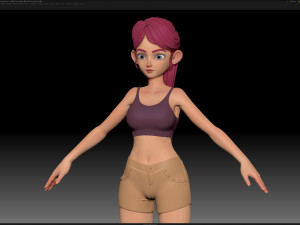 zbrush stylized character girl base mesh - amy girl style 28 3D Модель