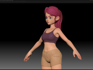 zbrush stylized character girl base mesh - amy girl style 28 3D Модель