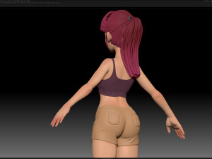 zbrush stylized character girl base mesh - amy girl style 28 3D Модель