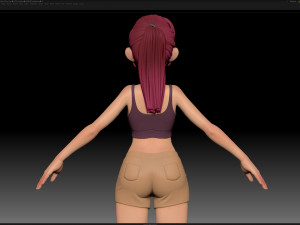 zbrush stylized character girl base mesh - amy girl style 28 3D Модель