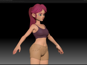 zbrush stylized character girl base mesh - amy girl style 28 3D Модель
